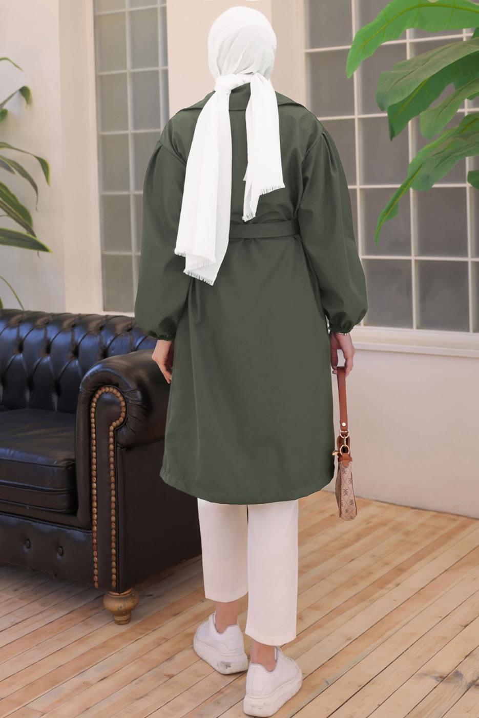 Vêtements hijab KAKI TRENCH CEINTURE CEINTURE T 33516