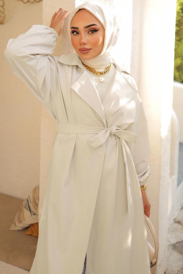 Vêtements hijab BEIGE TRENCH CEINTURE CEINTURE T 33516 - TRENDTESETTÜR