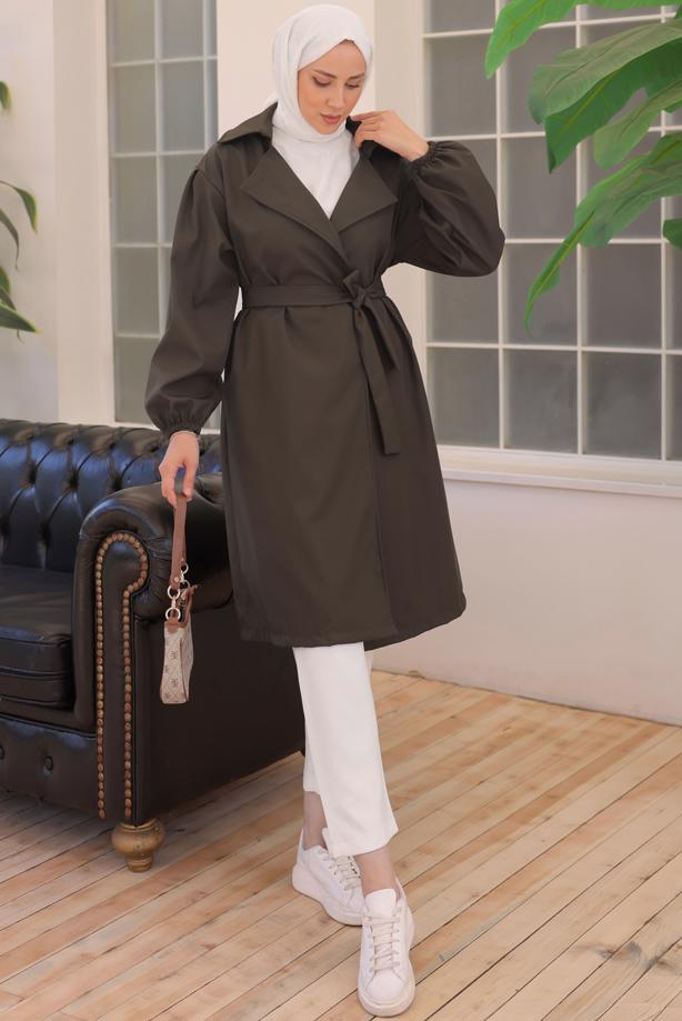 Vêtements hijab BRUN TRENCH CEINTURE CEINTURE T 33516 - TRENDTESETTÜR