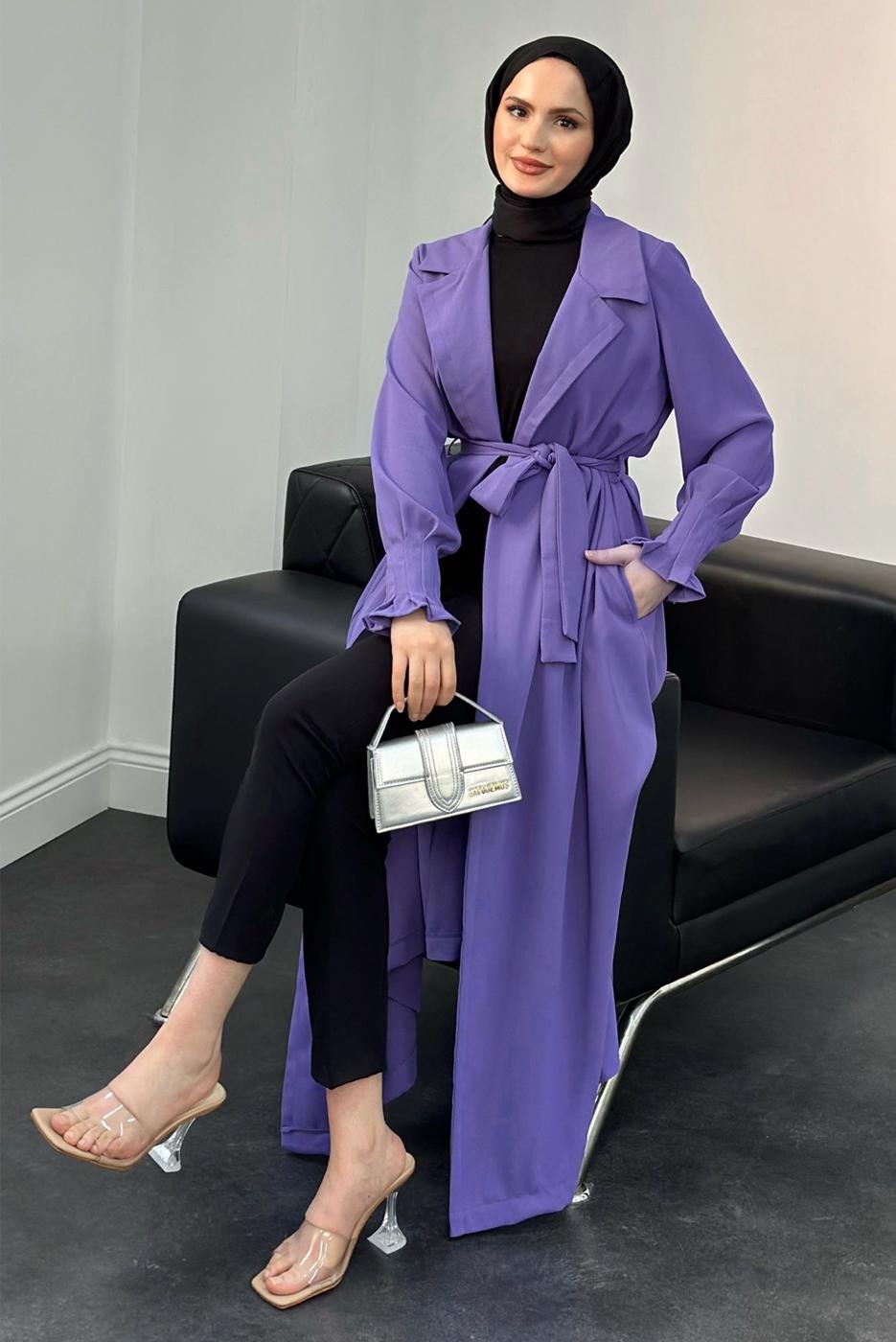 Vêtements hijab POURPRE TRENCH CEINTURE CEINTURE T 3995