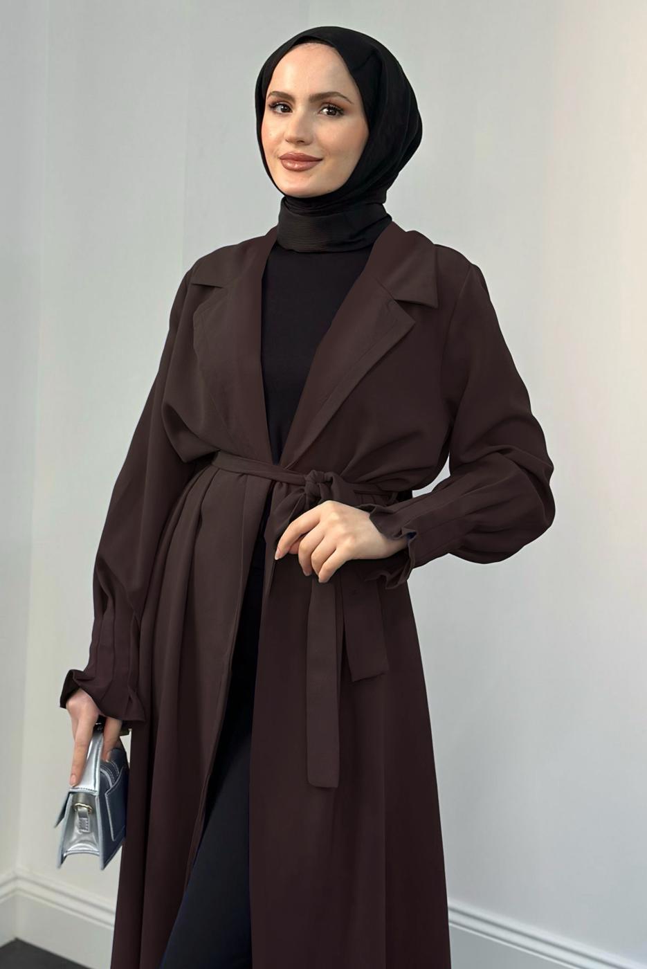 Vêtements hijab BRUN TRENCH CEINTURE CEINTURE T 3995