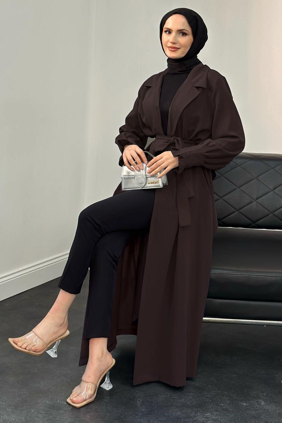 Vêtements hijab BRUN TRENCH CEINTURE CEINTURE T 3995