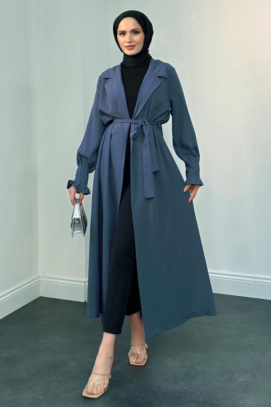 Vêtements hijab BLEU MARINE TRENCH CEINTURE CEINTURE T 3995