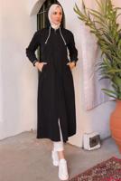 Tesettür giyim SİYAH KAPÜŞONLU TESETTÜR DENİM KAP T 4197