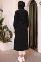 Tesettür giyim SİYAH KAPÜŞONLU TESETTÜR DENİM KAP T 4197