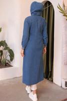 Tesettür giyim MAVİ KAPÜŞONLU TESETTÜR DENİM KAP T 4197