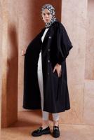 Hijab clothing BLACK BELTED COTTON TRENCH COAT T 6201 