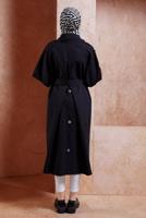 Hijab clothing BLACK BELTED COTTON TRENCH COAT T 6201 