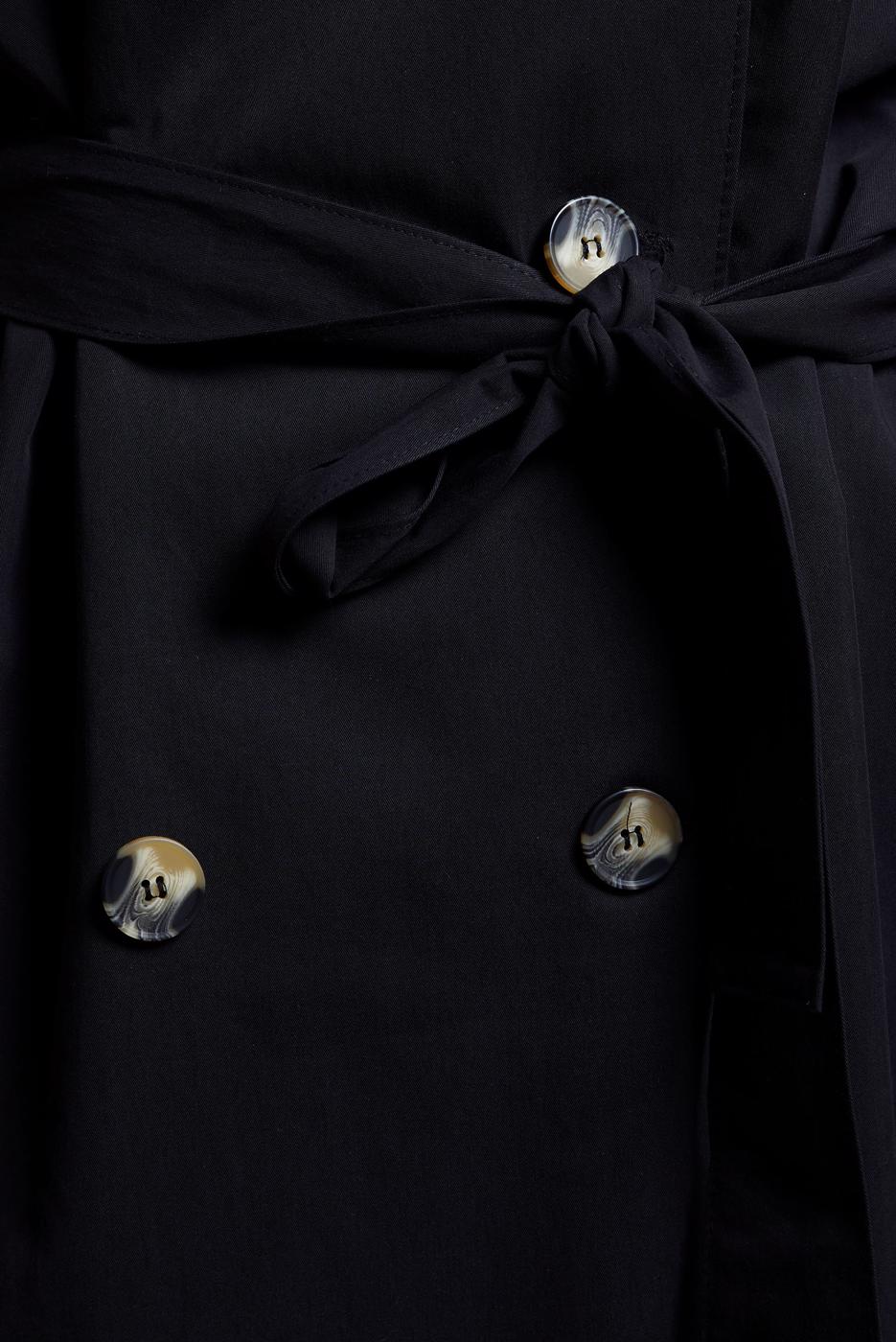 Hijab clothing BLACK BELTED COTTON TRENCH COAT T 6201 