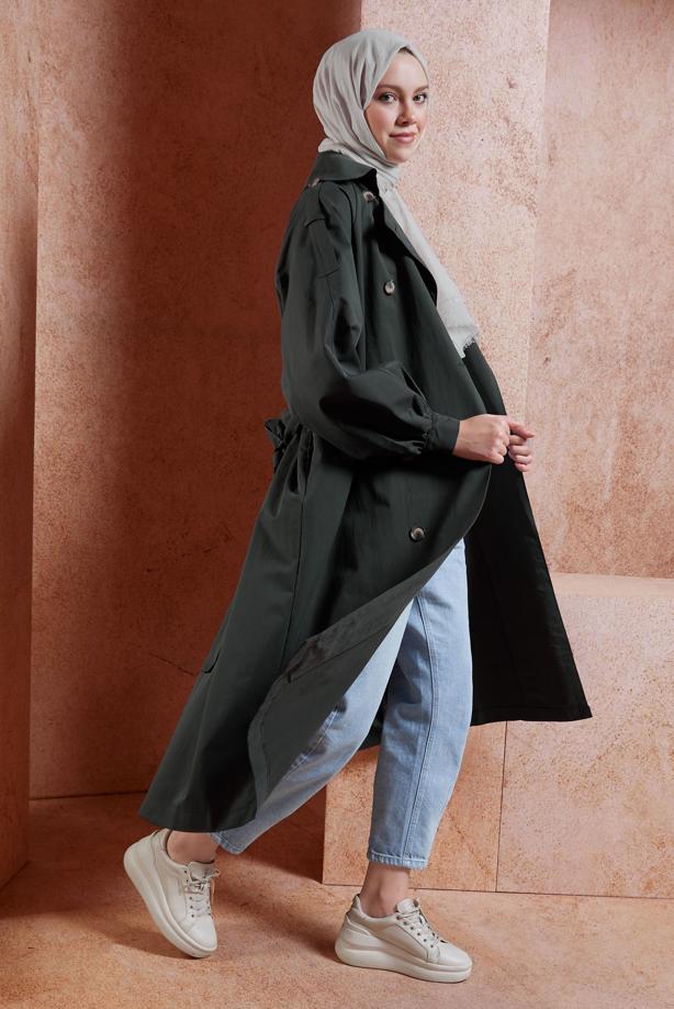 Vêtements hijab  BELTED COTTON TRENCH COAT T 6201  - TRENDTESETTÜR