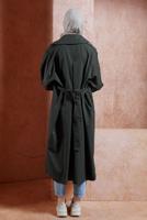Hijab clothing GREY BELTED COTTON TRENCH COAT T 6201 