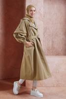 Vêtements hijab BRUN TRENCH COAT EN COTON CEINTURÉ T 6201