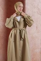 Vêtements hijab BRUN TRENCH COAT EN COTON CEINTURÉ T 6201