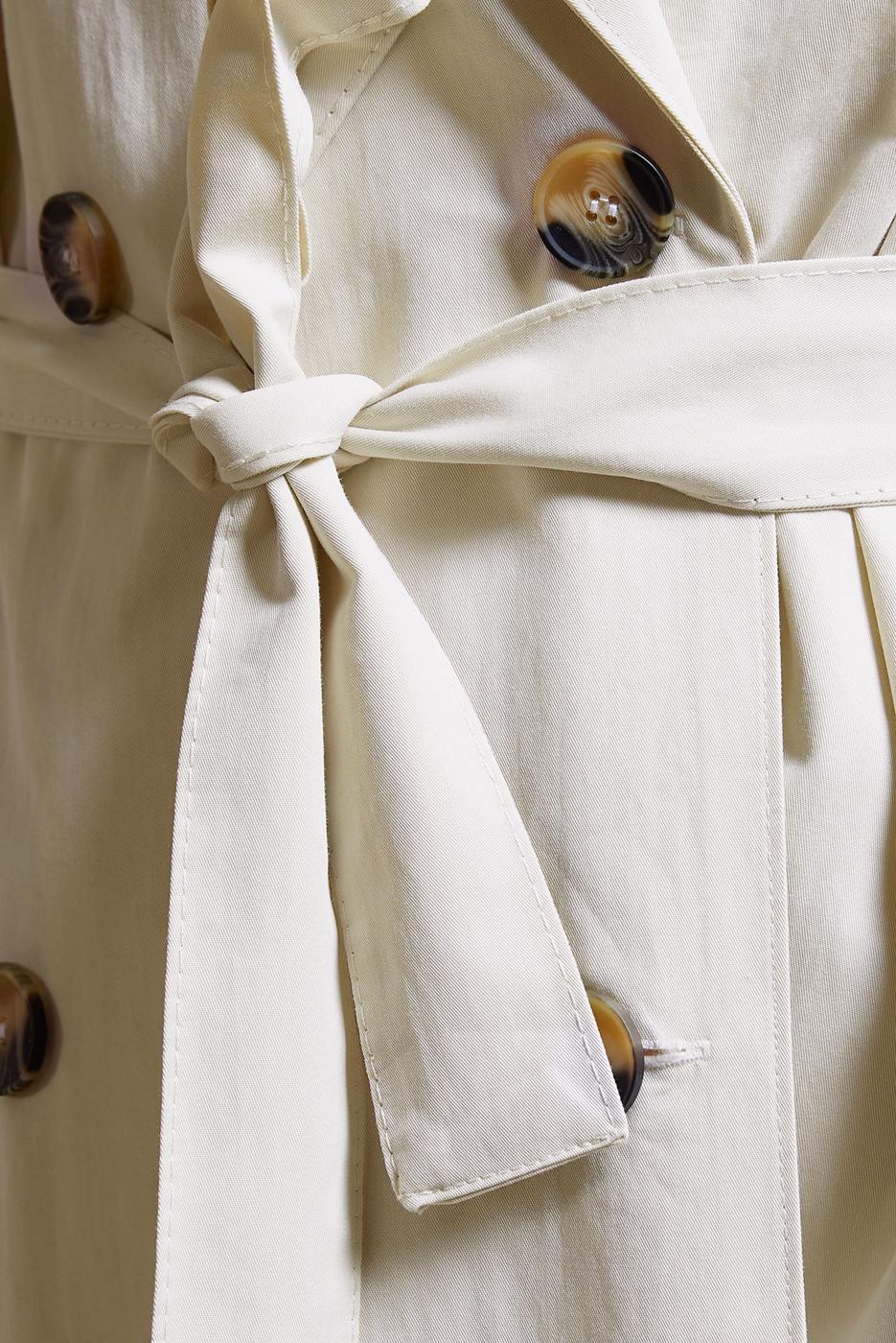 Tesettür giyim BEJ KUŞAKLI PAMUKLU TRENÇKOT T 6201