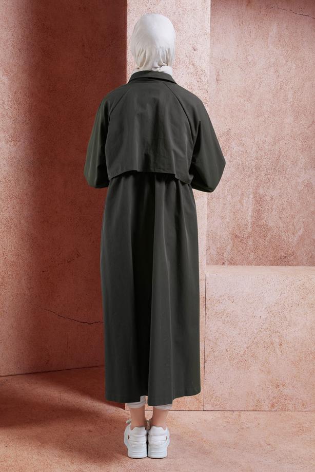 Vêtements hijab  TIED WAIST TRENCH COAT T 7201 - TRENDTESETTÜR