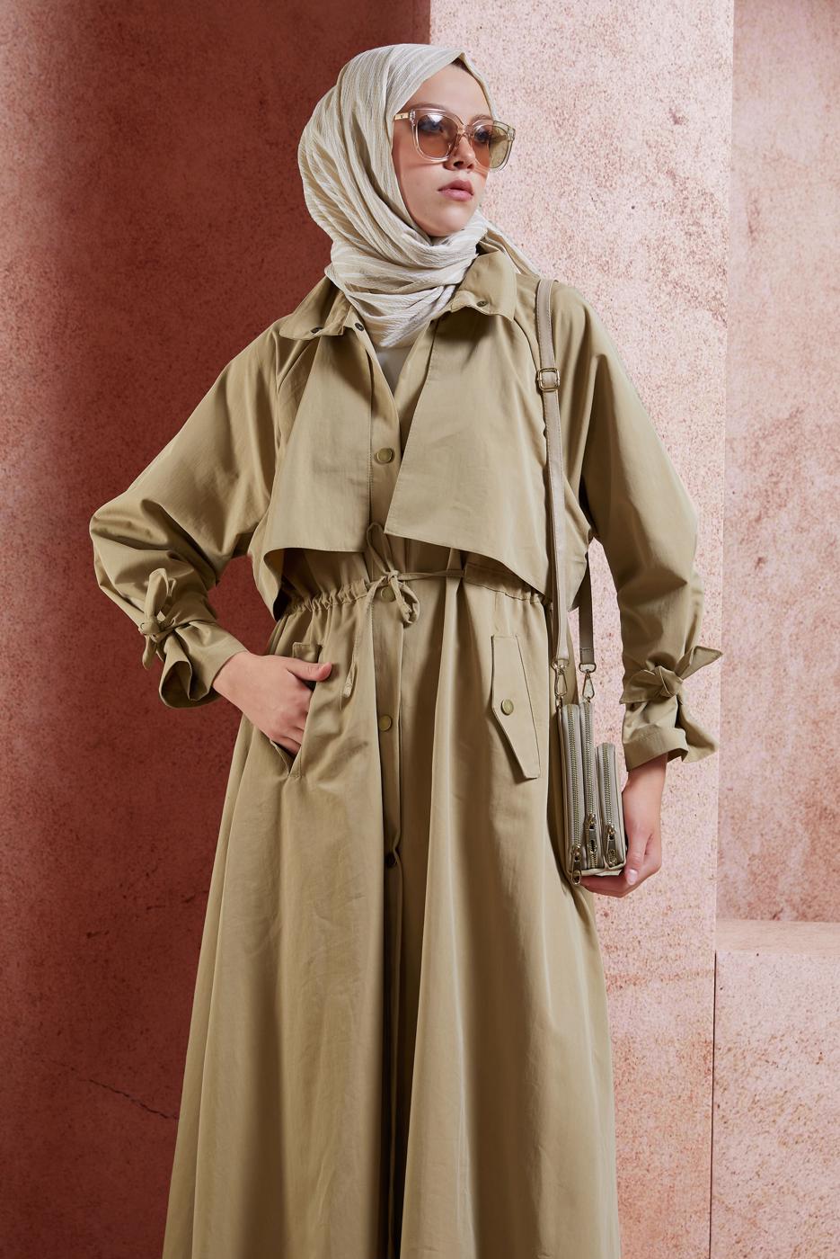Vêtements hijab BRUN TRENCH-COAT À TAILLE NOUÉE T 7201