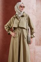Vêtements hijab BRUN TRENCH-COAT À TAILLE NOUÉE T 7201