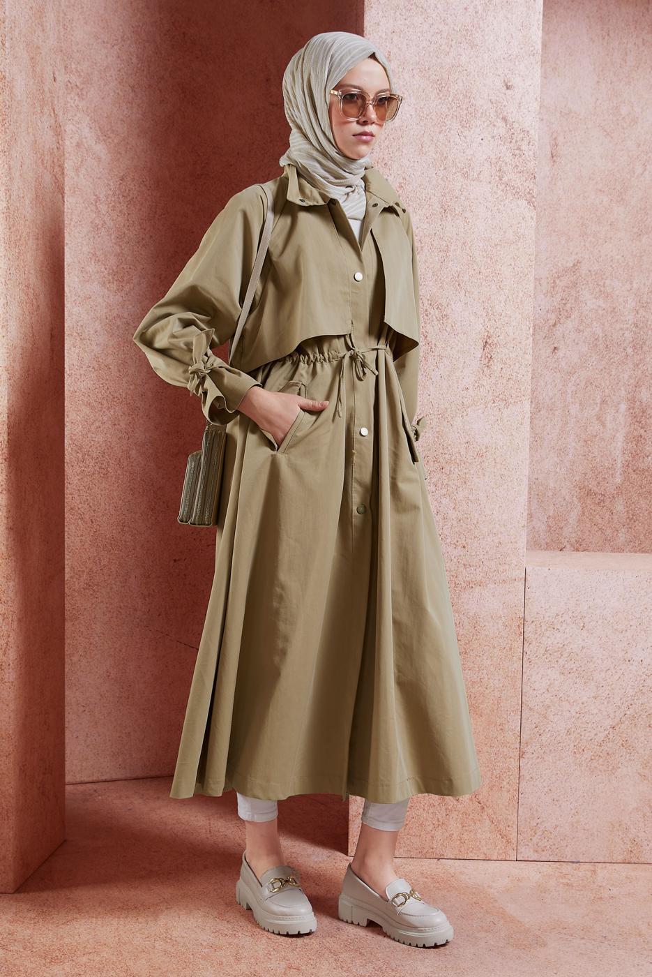 Vêtements hijab BRUN TRENCH-COAT À TAILLE NOUÉE T 7201