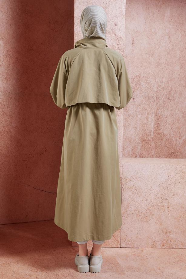 Vêtements hijab  TIED WAIST TRENCH COAT T 7201 - TRENDTESETTÜR