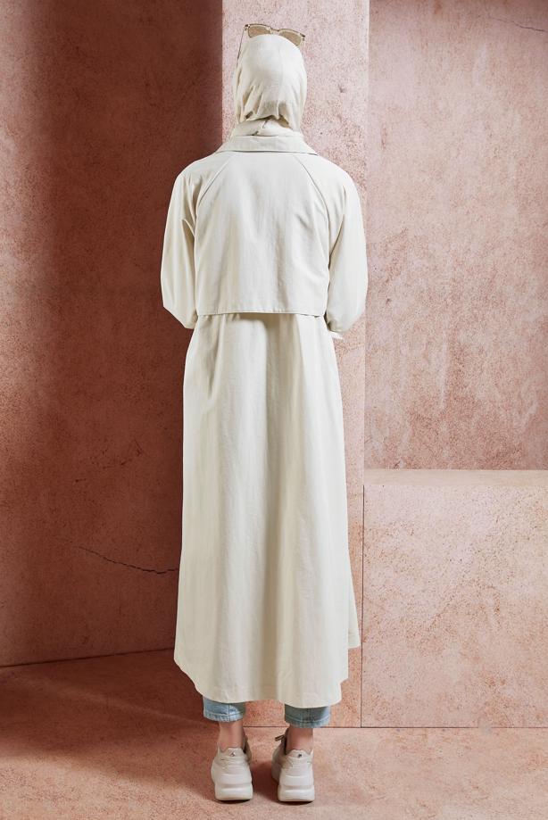 Vêtements hijab  TIED WAIST TRENCH COAT T 7201 - TRENDTESETTÜR