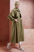 Vêtements hijab VERT TRENCH-COAT À TAILLE NOUÉE T 7201