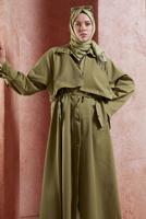 Vêtements hijab VERT TRENCH-COAT À TAILLE NOUÉE T 7201