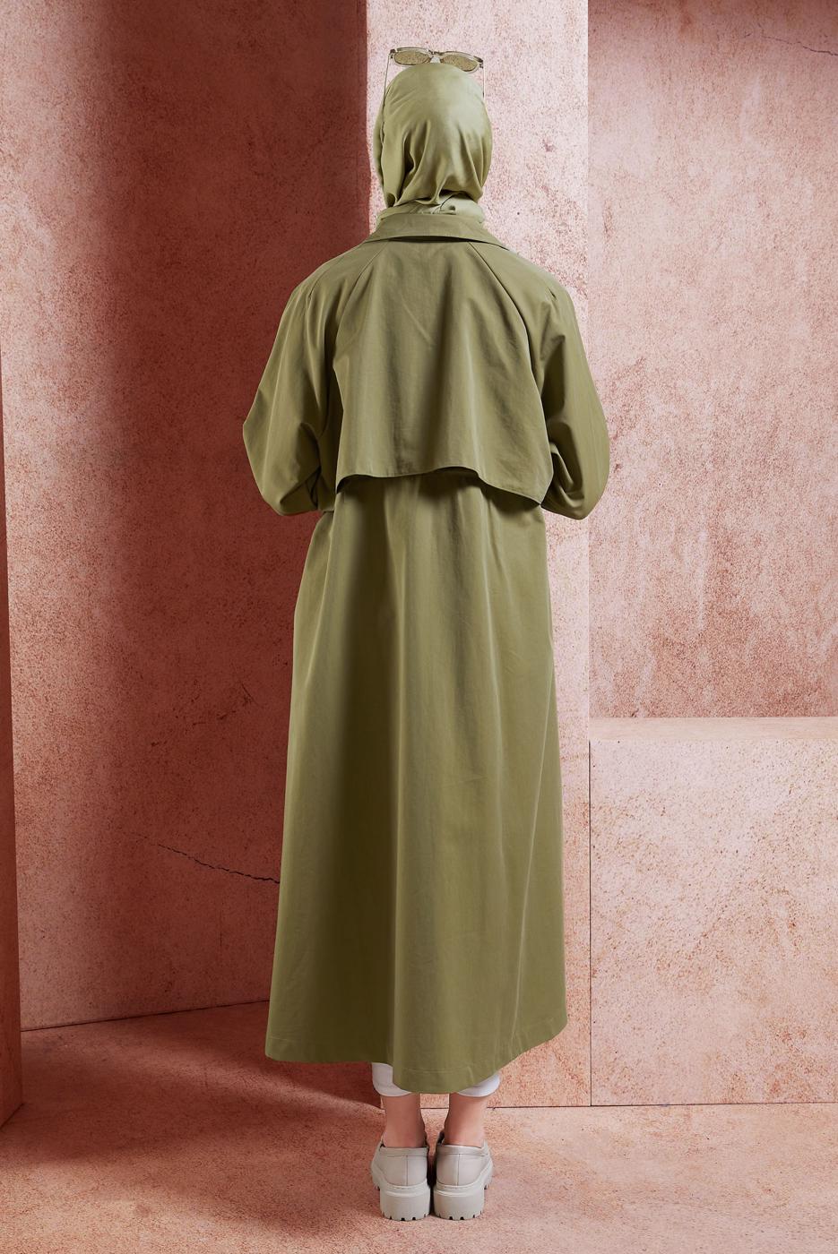 Vêtements hijab VERT TRENCH-COAT À TAILLE NOUÉE T 7201