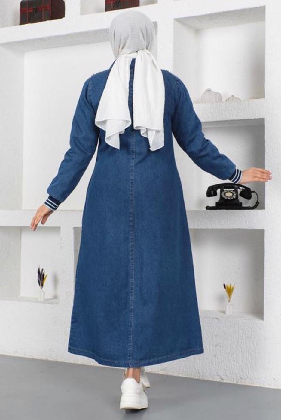 Vêtements hijab BLEU MARINE FINITION EN DENIM PERLÉ T 7808
