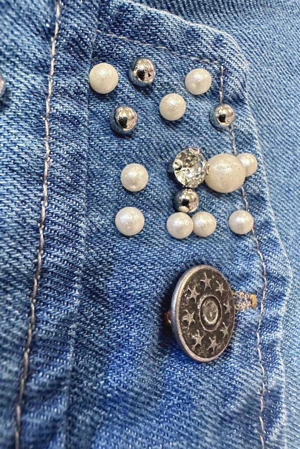 Vêtements hijab BLEU FINITION EN DENIM PERLÉ T 7808 - TRENDTESETTÜR