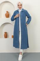Vêtements hijab BLEU MARINE TRENCH-COAT EN JEAN COL CHEMISE T 9087