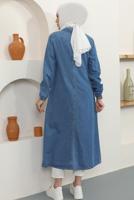 Vêtements hijab BLEU MARINE TRENCH-COAT EN JEAN COL CHEMISE T 9087