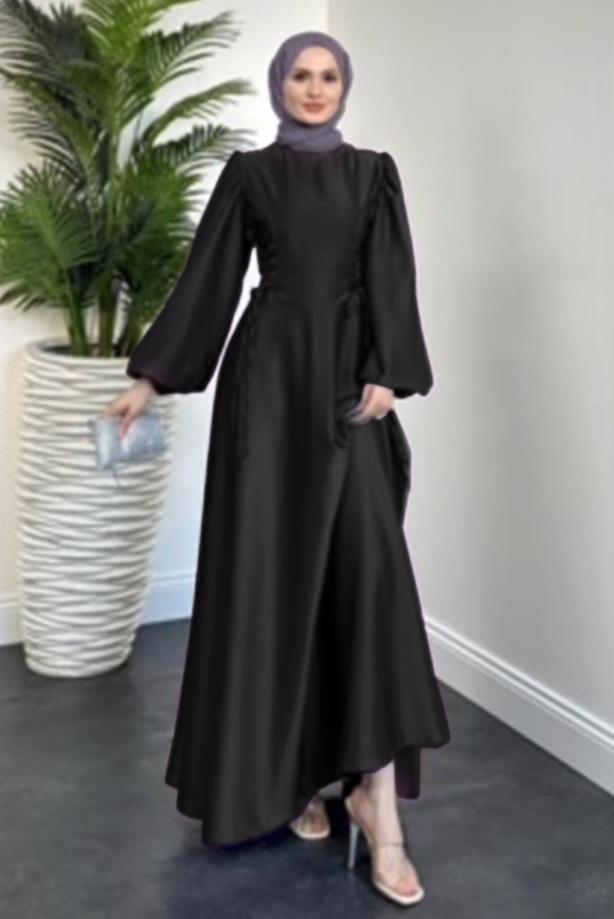 Tesettür giyim  SATEN ABİYE ELBİSE T 0516 - TRENDTESETTÜR