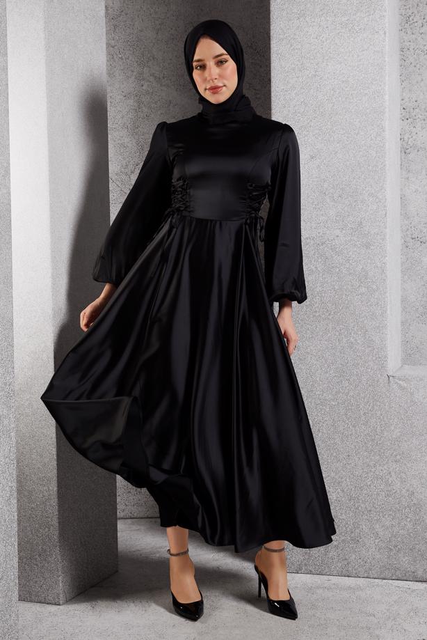 Tesettür giyim  SATEN ABİYE ELBİSE T 0516 - TRENDTESETTÜR