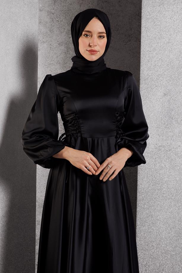 Tesettür giyim  SATEN ABİYE ELBİSE T 0516 - TRENDTESETTÜR