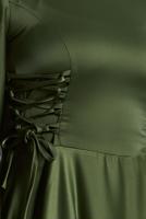 Tesettür giyim HAKİ SATEN ABİYE ELBİSE T 0516