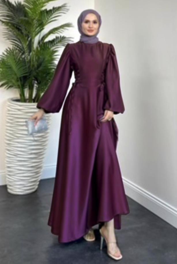 Tesettür giyim  SATEN ABİYE ELBİSE T 0516 - TRENDTESETTÜR