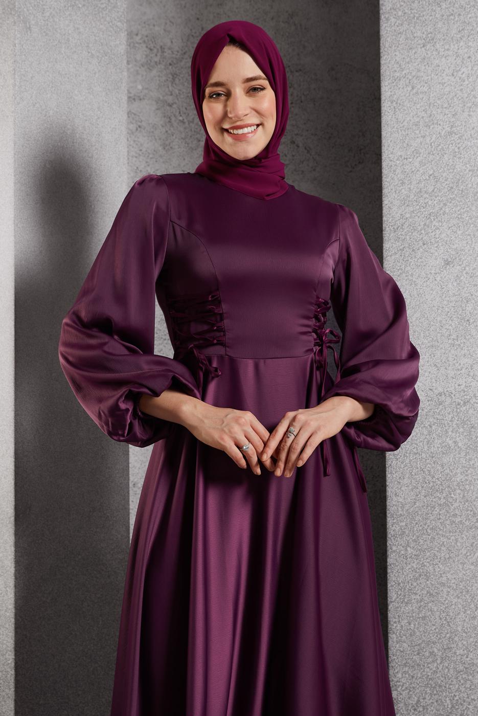 Vêtements hijab PRUNE ROBE DE SOIRÉE EN SATIN T 0516