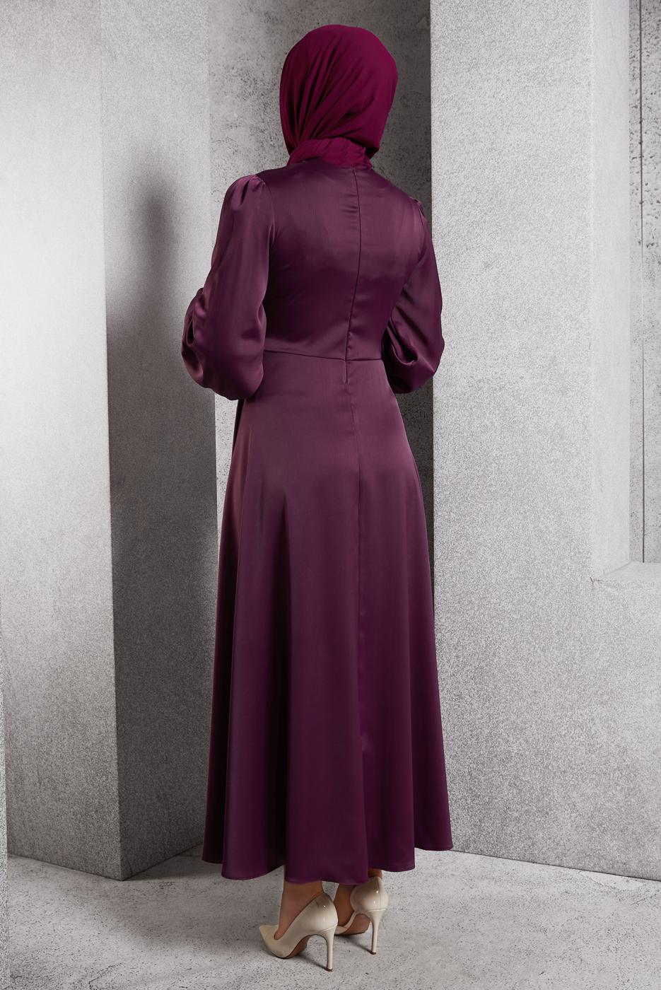 Vêtements hijab PRUNE ROBE DE SOIRÉE EN SATIN T 0516