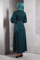 Tesettür giyim MAVİ SATEN ABİYE ELBİSE T 0516