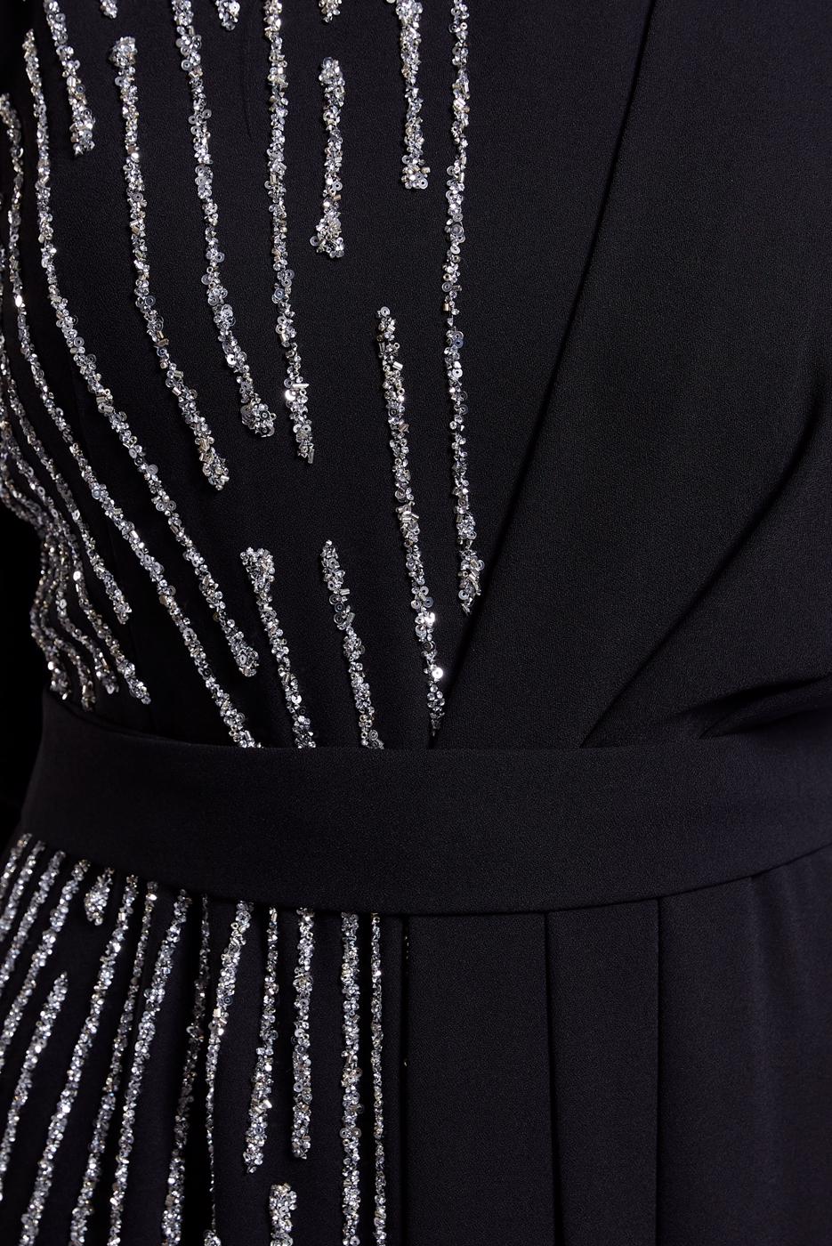 Tesettür giyim SİYAH TAŞ BASKILI ABİYE ELBİSE T 1364