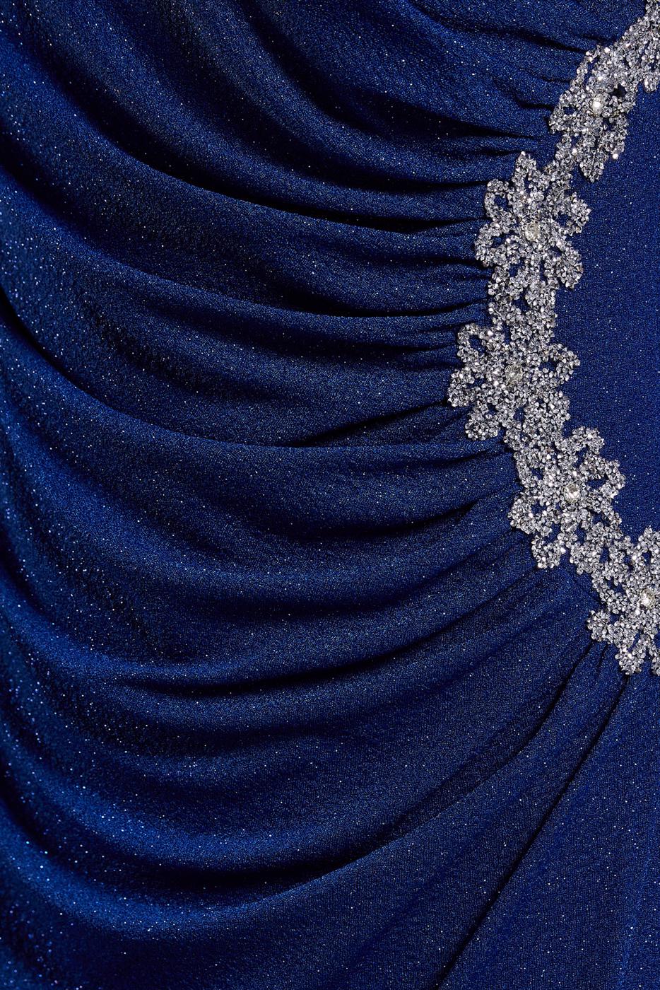 Tesettür giyim LACİVERT TAŞ DETAYLI ABİYE ELBİSE T 2644