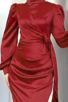 Vêtements hijab ROUGE ROBE DE SOIRÉE EN SATIN T 3316