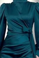 Tesettür giyim MAVİ SATEN ABİYE ELBİSE T 3316