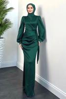 Vêtements hijab VERT ROBE DE SOIRÉE EN SATIN T 3316