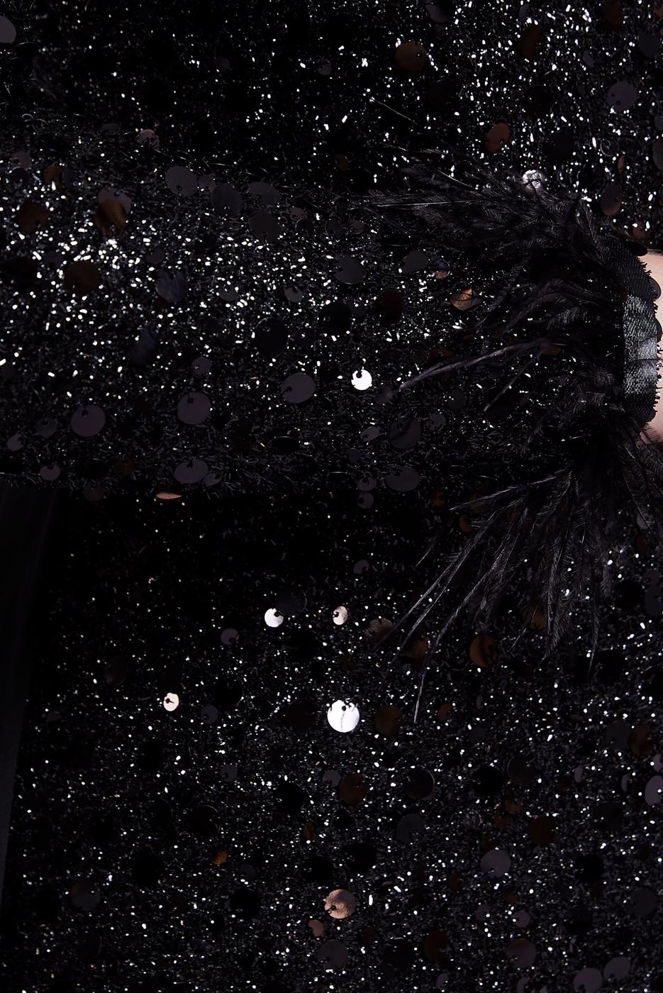 Tesettür giyim SİYAH PUL PAYETLİ ABİYE ELBİSE T 5254