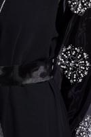 Tesettür giyim SİYAH TAŞ DETAYLI KUŞAKLI ABAYA T 5724