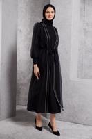 Tesettür giyim SİYAH TÜL DETAYLI ABİYE ELBİSE T 6264