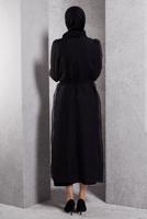 Tesettür giyim SİYAH TÜL DETAYLI ABİYE ELBİSE T 6264