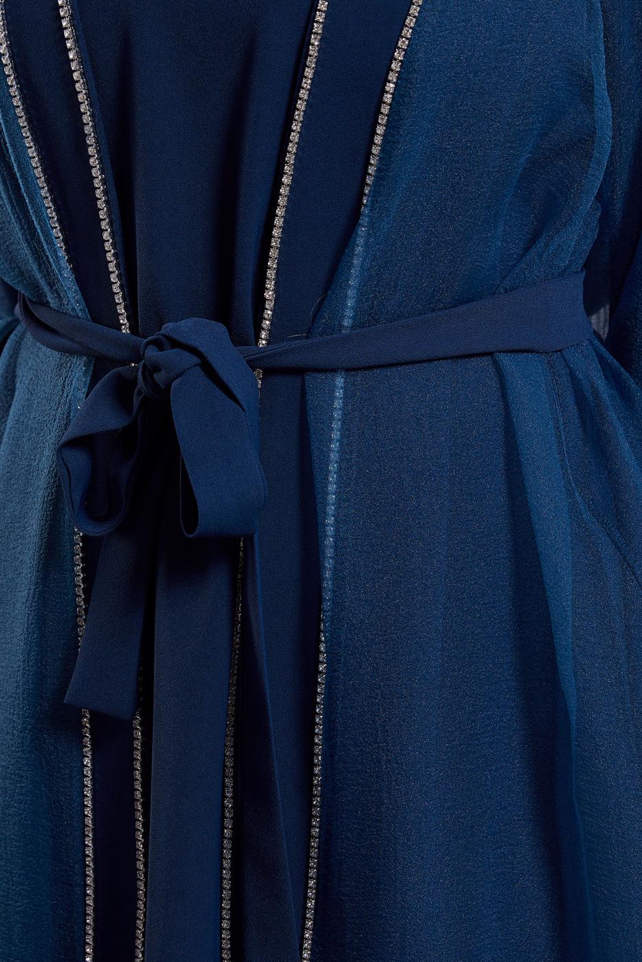 Tesettür giyim LACİVERT TÜL DETAYLI ABİYE ELBİSE T 6264