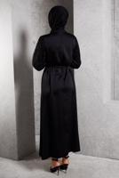 Tesettür giyim SİYAH SATEN ABİYE ELBİSE T 7616